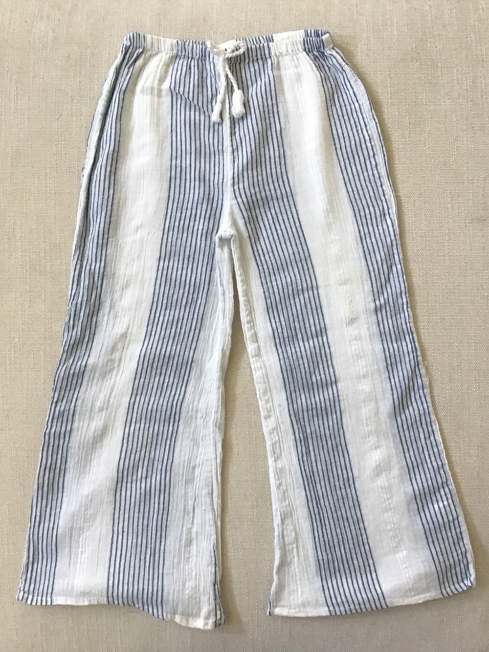 Pink Chicken Blue & White Striped Drawstring Kids Pants